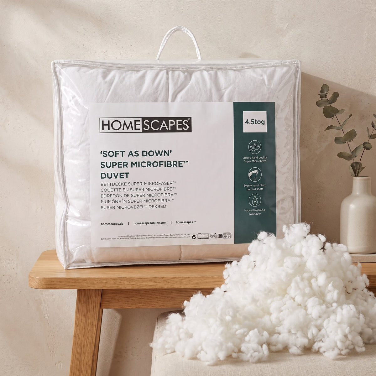 Luxury Hotel Quality Super Microfibre 4.5 Tog Summer Duvet | Single | White