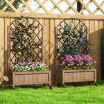 Pack Of 2 Wooden Raised Bed, Outdoor Planter Box W/ Trellis