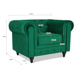 Chesterfield Scroll Arm Velvet Sofa 1 Seater | Emerald