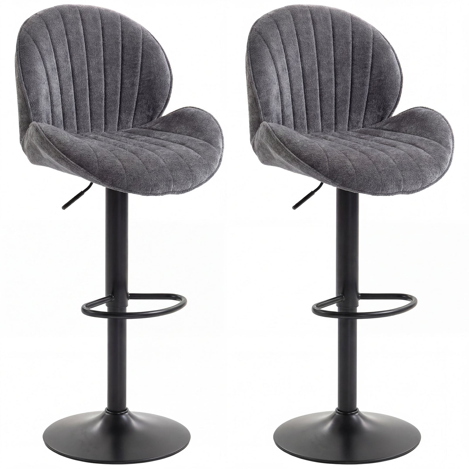 HOMCOM Modern Bar Stools Set Of 2, Swivel Counter Height Barstools, Grey