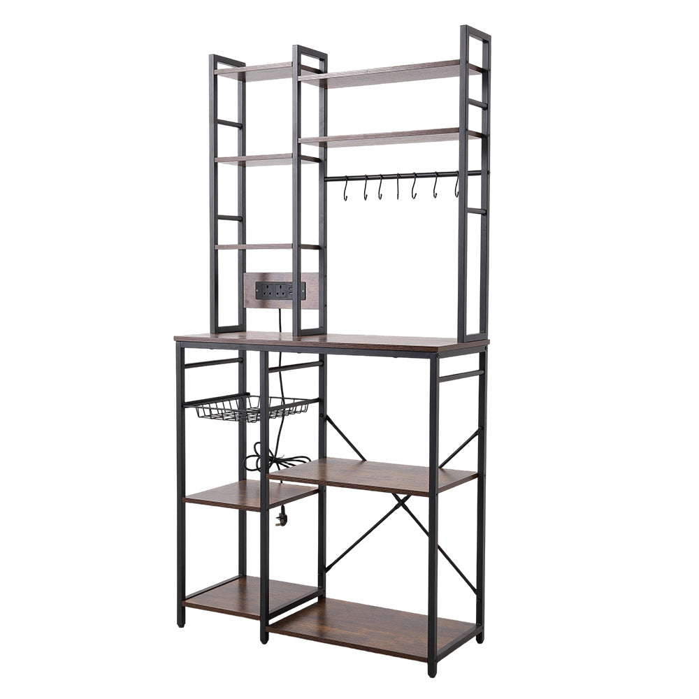 Multifunctional Kitchen Bakers Rack Storage Shelf With Power Sockets