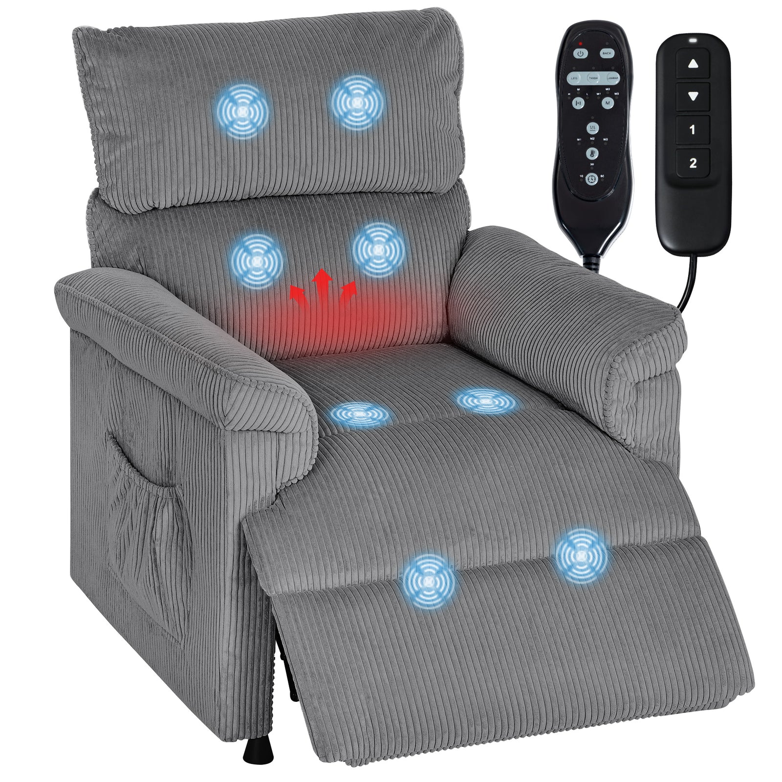 Massage Recliner With Quiet Motor, Power Reclining Chair | Grey