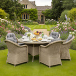 Sicilia Rattan 6 Seat Dining Set In With 120cm Table | Sandy Oak