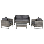 4 Pcs Pe Rattan Wicker Outdoor Dining Set