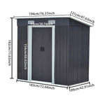 4x6ft Metal Storage Shed With Double Doors,ventilation And Foundation Frame Flat Roof Outdoor Tool Shed For Garden | Charcoal Black