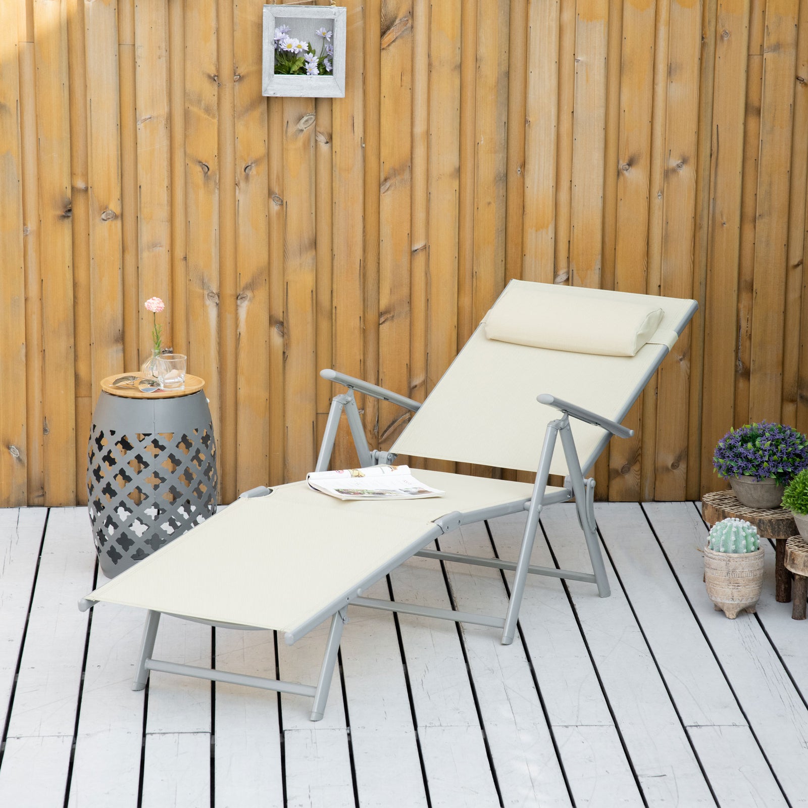 Sling Patio Reclining Chaise Lounge Garden Furniture Folding