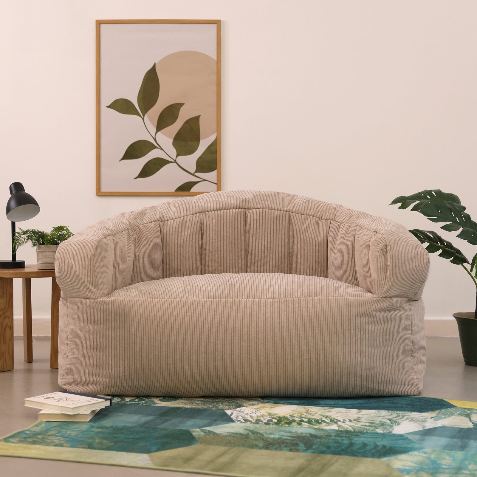 Cora Fine Cord Xl Bean Bag Sofa | Beige