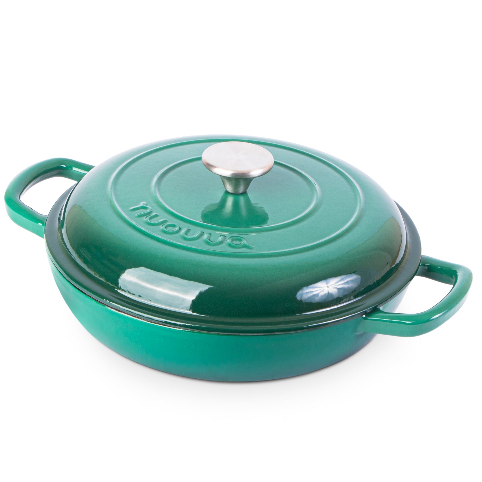 Shallow Cast Iron Casserole With Lid - 2.3-quart (26 Cm) | Dark Green