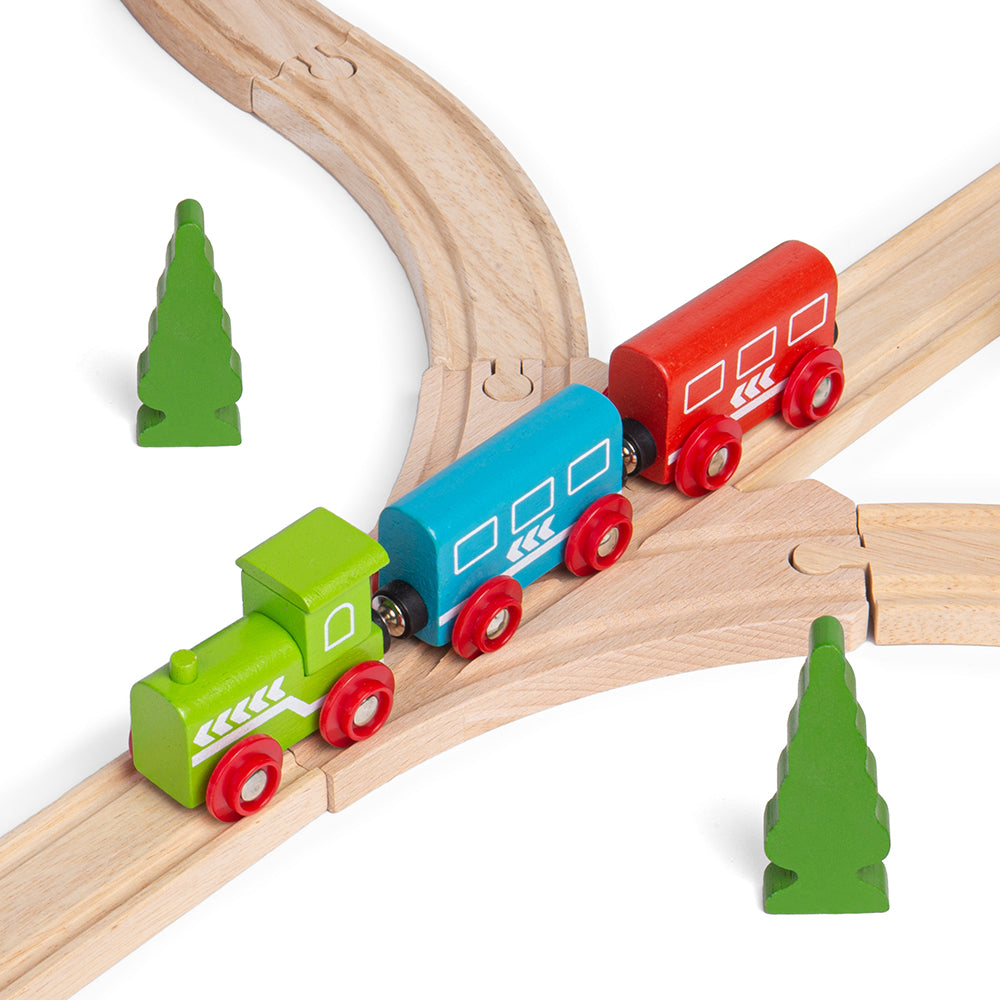 2 Three Way Point Track Pieces for Wooden Train Sets