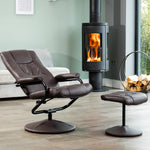 Gibson Swivel Recliner And Footstool | Brown