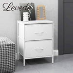 Bedside Table 2 Fabric Drawer Nightstand Shelf Storage Furniture Cabinet | White