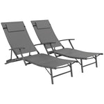 Set Of 2 Garden Sun Loungers, Folding Chaise Lounge Chairs