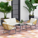 4 Piece Rattan Garden Furniture Set With Cushions | Natural