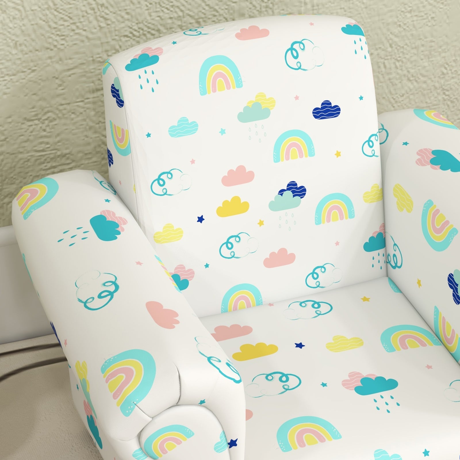2 Piece Kids Sofa Set With Dinosaur Design, For Nursery | White