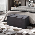 Pu Leather Storage Bench, Tufted Footrest | Brown