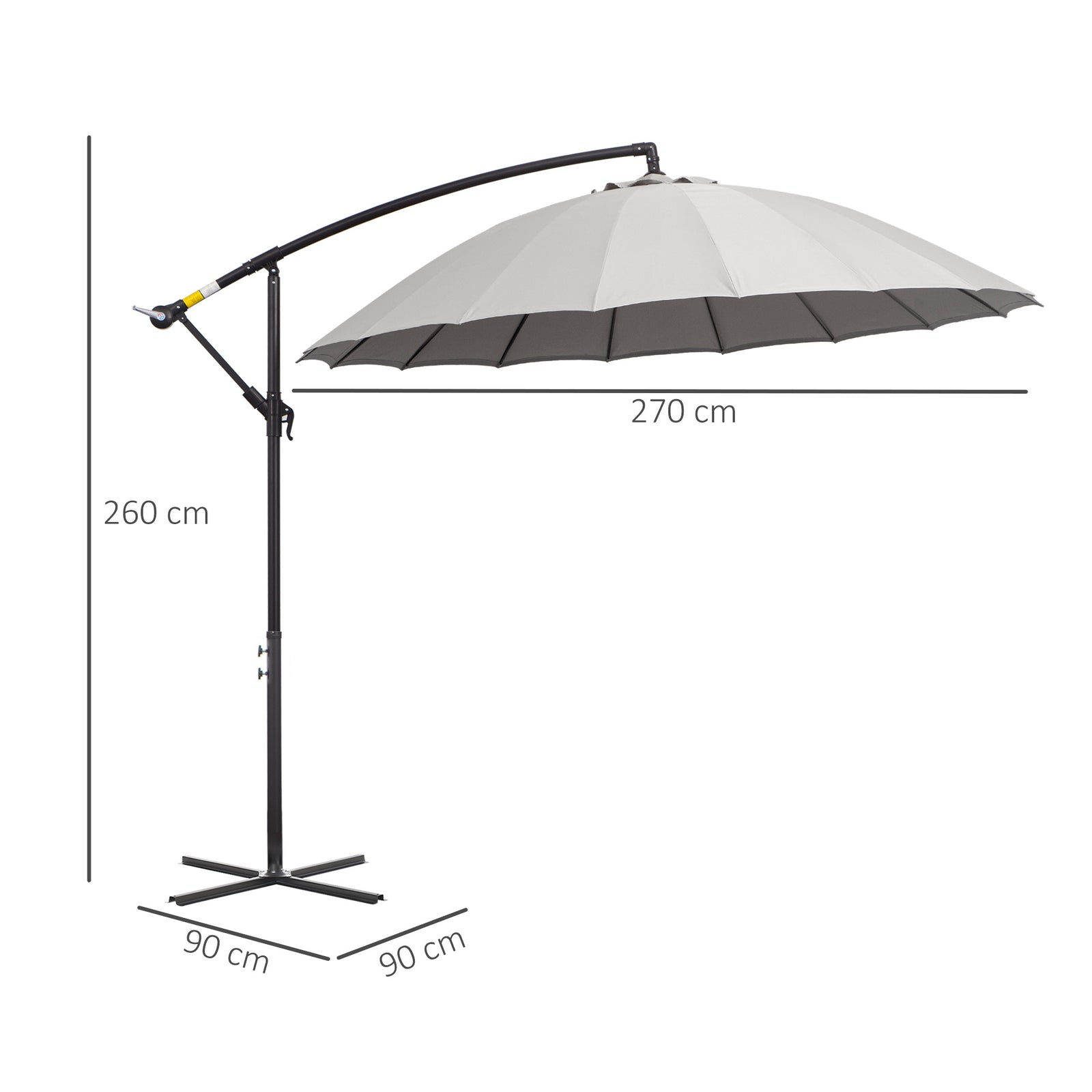 2.7m Cantilever Shanghai Parasol W/ Crank & Cross Base