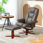 Reclining Armchair With Footstool And Adjustable Backrest | One Size | Brown
