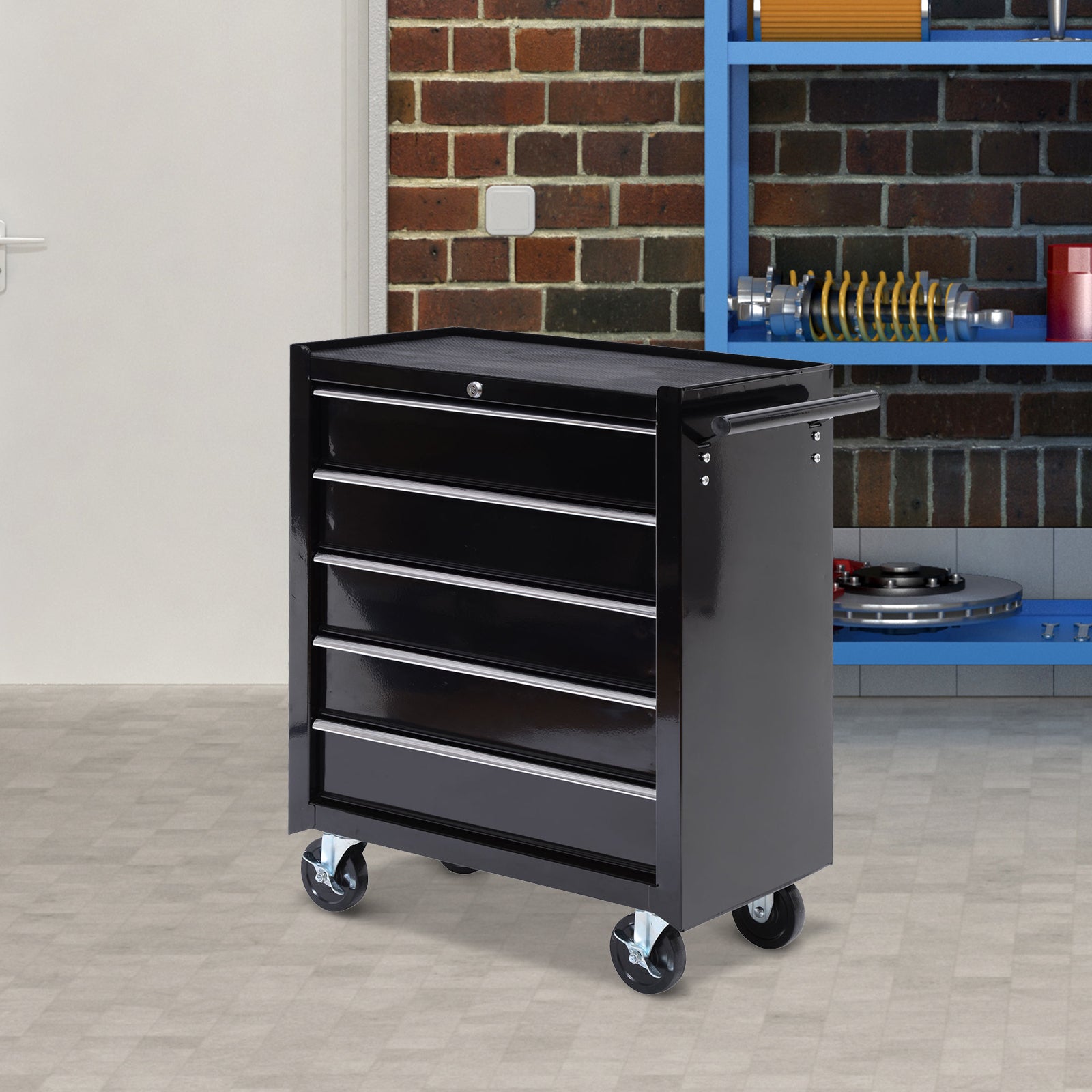 5-drawer Tool Cabinet With Wheels, Lockable | Black