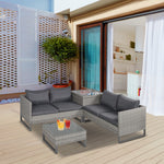 4 Pcs Rattan Sofa Set W/ Storage Box Outdoor