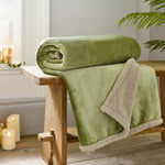 Hazelwood Ultra-soft Flannel & Sherpa Fleece Throw Blanket – 130 X 170cm | 130cm x 170cm | Sage Green