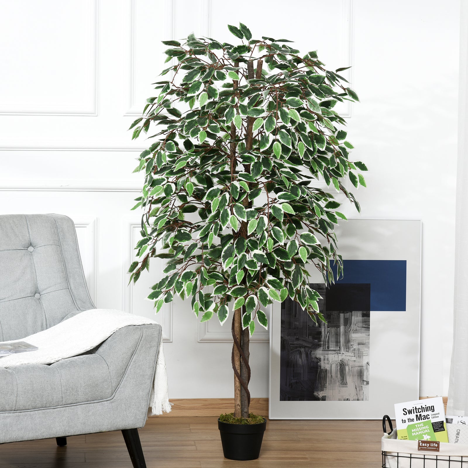 160cm Artificial Ficus Tree Fake Plant In Pot Indoor Outdoor
