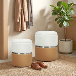 Round Storage Ottoman Set Of 2, Nesting Footrest Stool | Brown