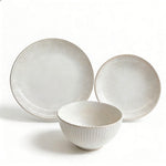 Reactive Cream Glaze Dinner Set Plates Bowls | Set of 12 | Cream