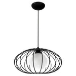 Kronos Pendant Lamp 1xe14 Industrial Chic With The Flattened Cage Surrounding The Elegant Glass Shade