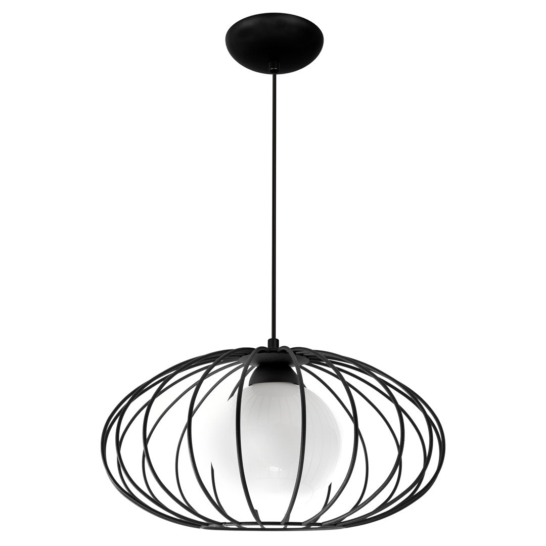 Kronos Pendant Lamp 1xe14 Industrial Chic With The Flattened Cage Surrounding The Elegant Glass Shade