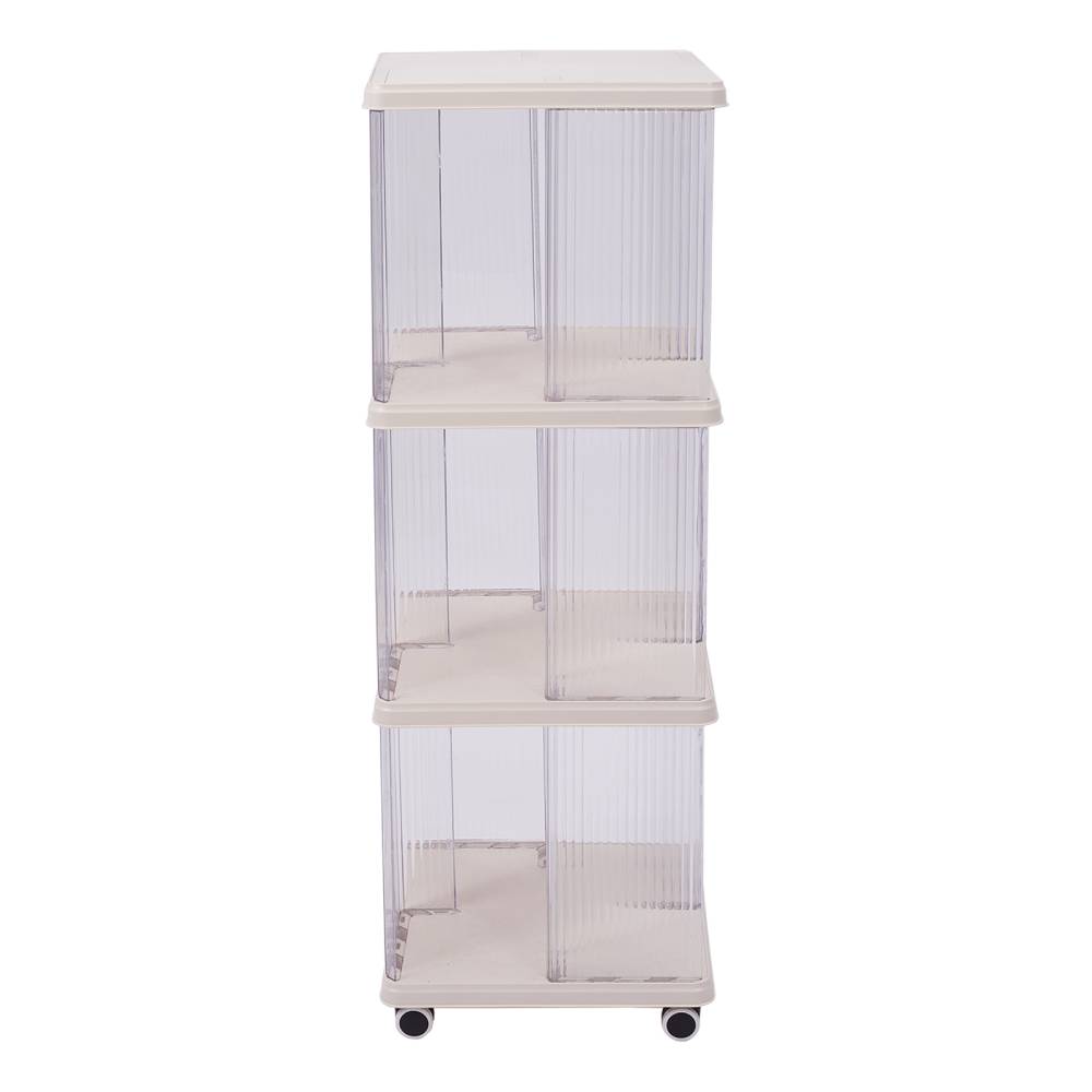 3-tier Plastic Square Bookshelf With Wheels