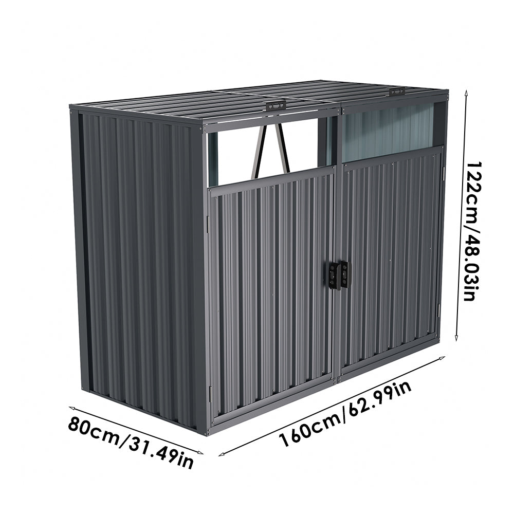 Outdoor 2/3-bin Metal Storage Shed, Galvanised Steel Bin Store For Garden Waste & Recycling | Small