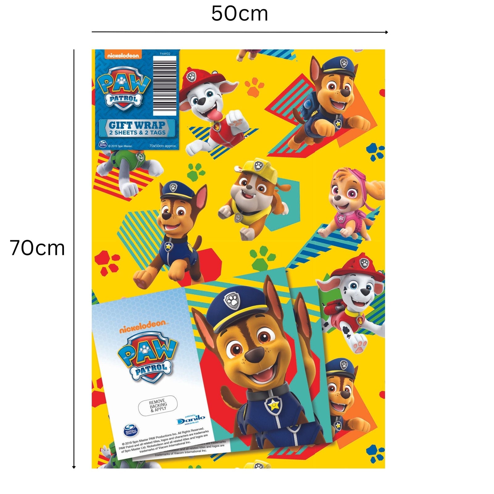 Paw Patrol Gift Wrap, 4 Sheet 4 Tag, Bundle Official Product