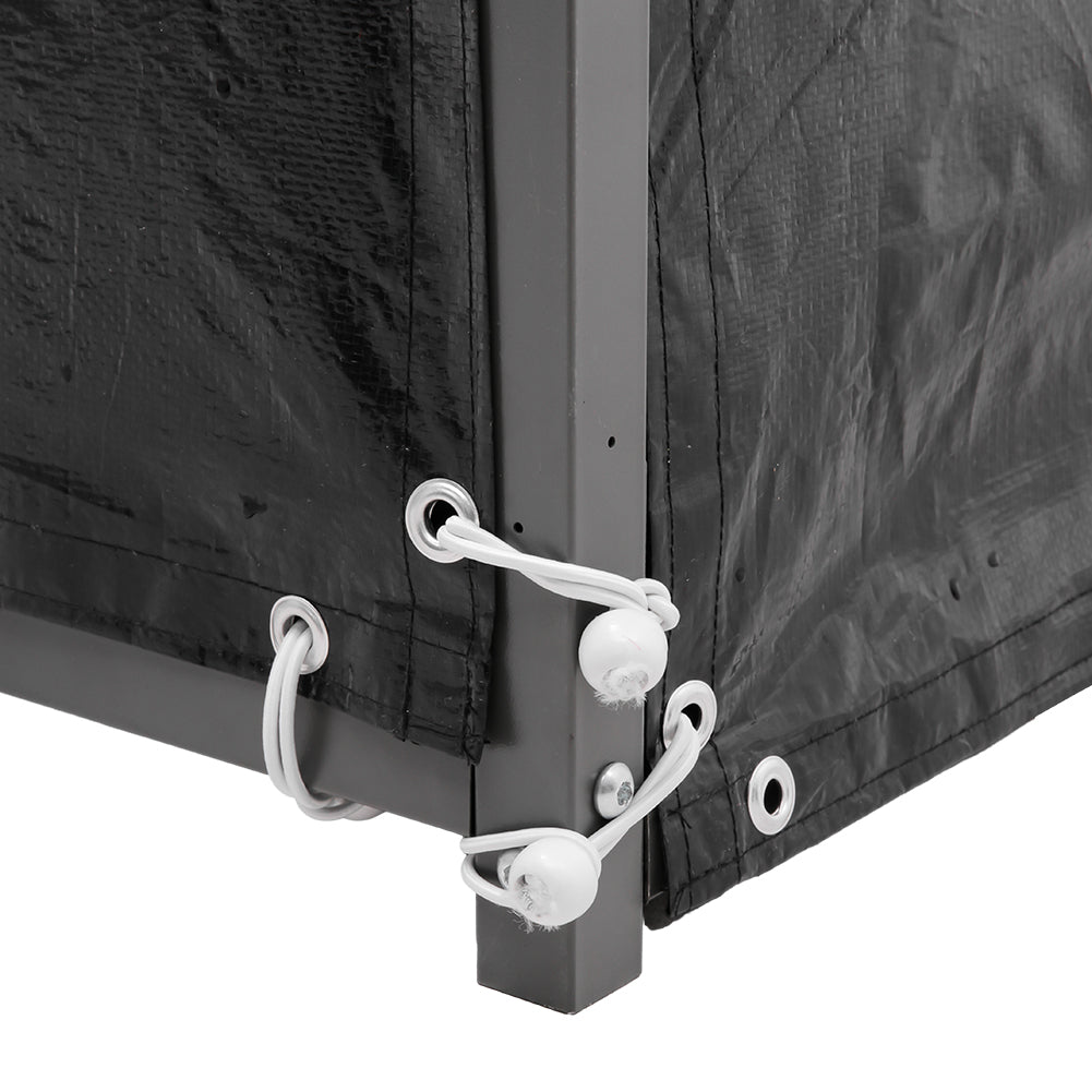 Firewood Rack With Rain Cover Outdoor Galvanised Steel Storage | Small | Black