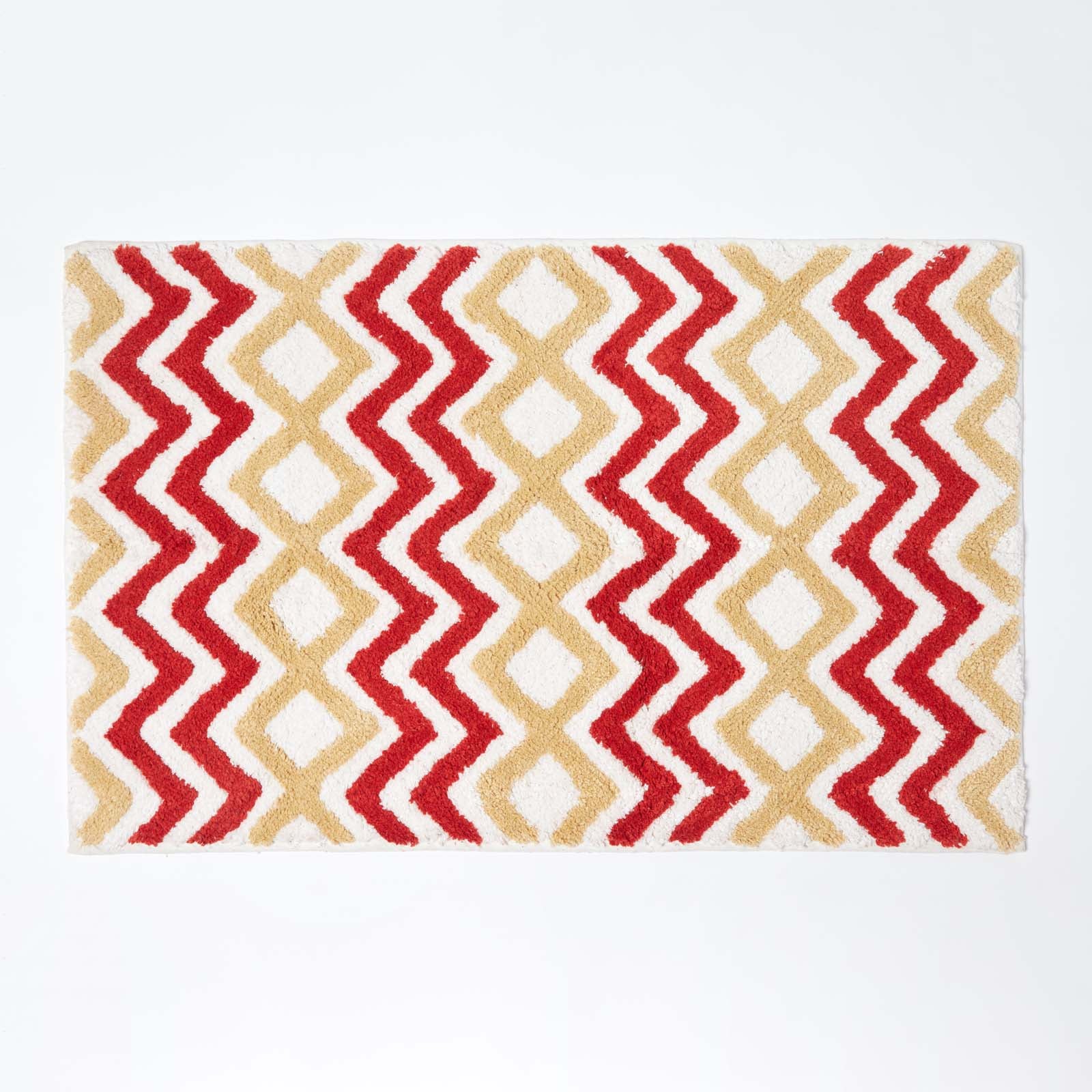 Chevron Cotton Bath Mat | 50 x 80cm | Orange & White