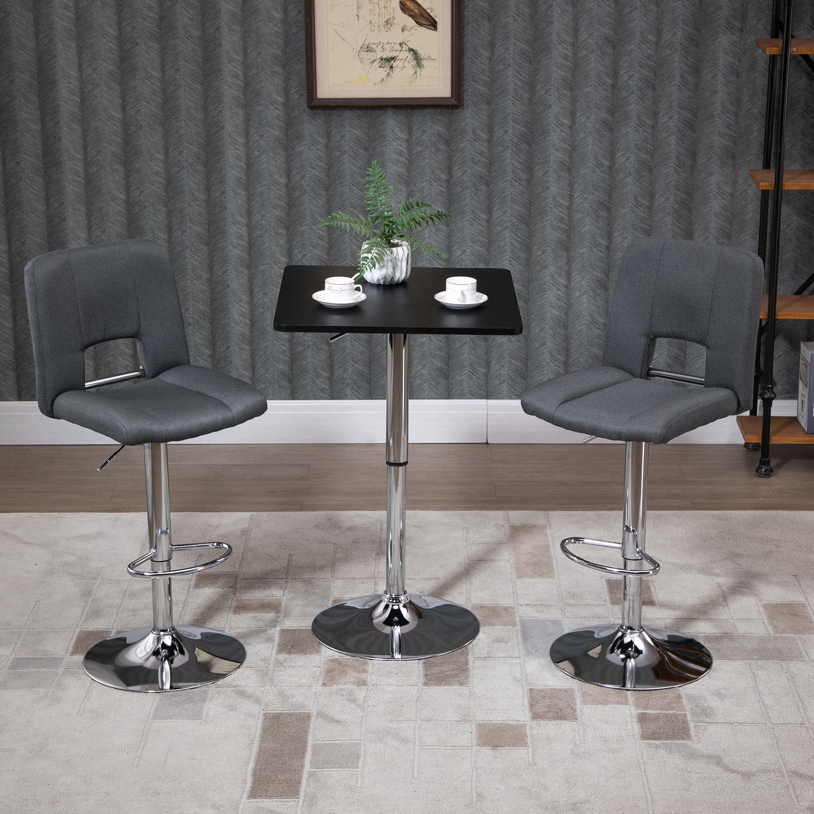 Height Adjustable Bar Table, Square Top, Metal