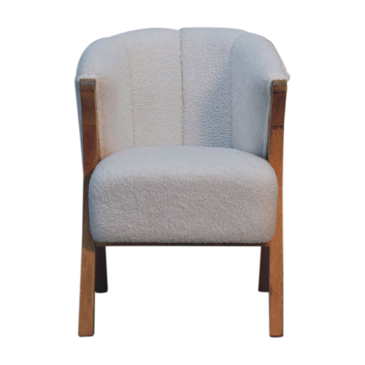 Solid Wood White Boucle Minimalistic Chair