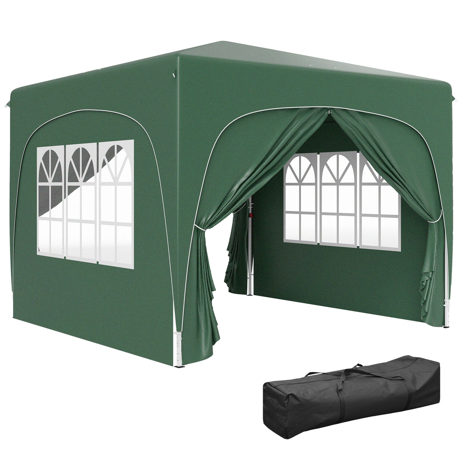 3x3m Pop Up Gazebo With Sides, Bag, Upf50+ | Green