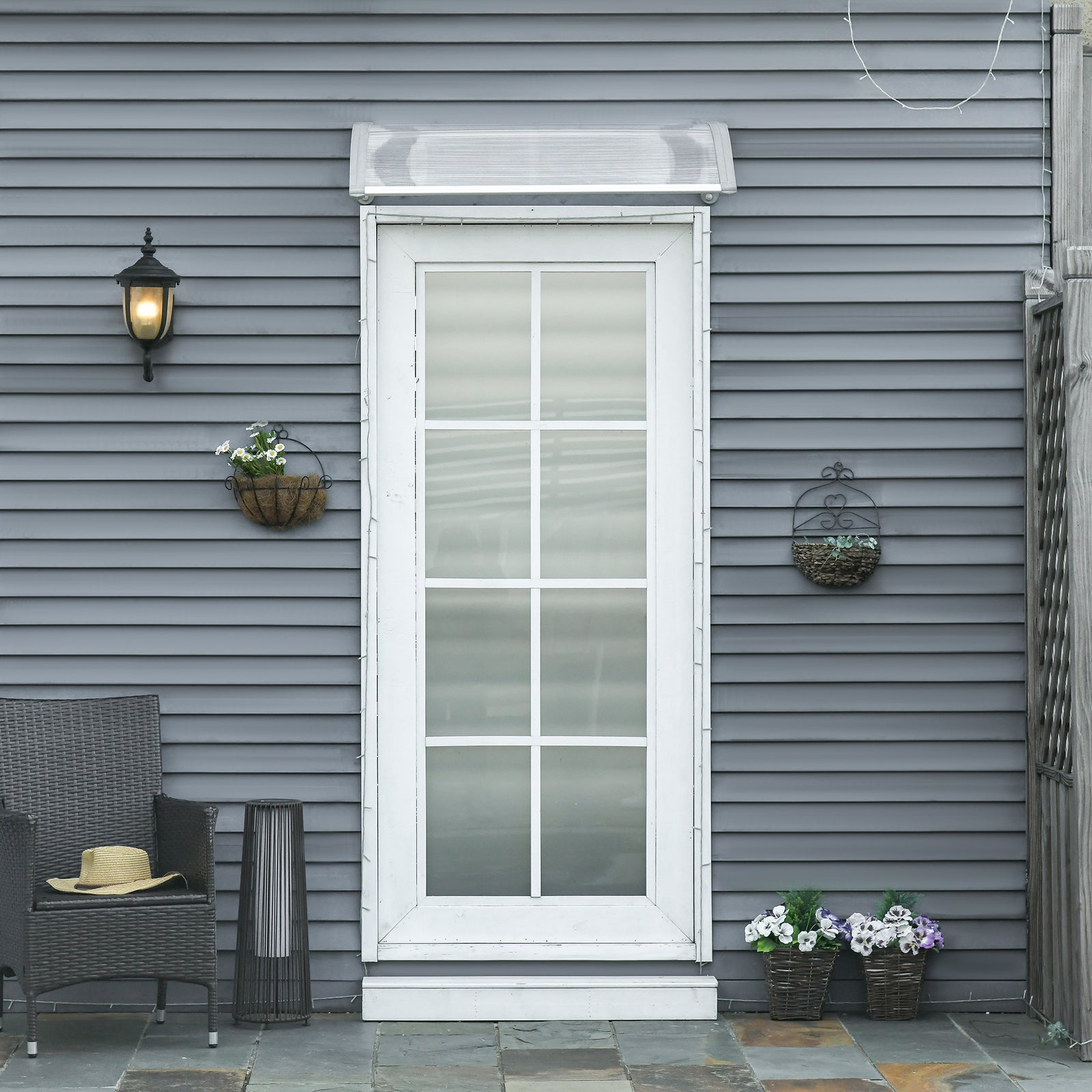 Door Canopy, Outdoor Rain Shelter, 100 X 75cm | White