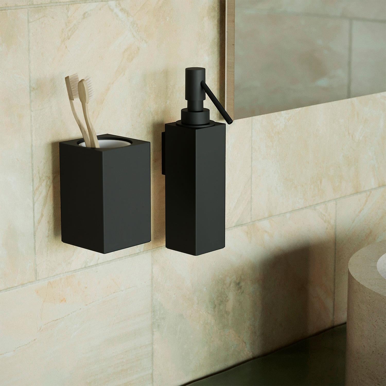 Soap Dispenser, 125ml Capacity Black Matt Wall-mounted Collection Metric