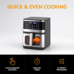 8l Digital Air Fryer With 10 Cooking Modes, 1700w Rapid Hot Air Circulation, Viewing Window, Quiet Operation, Non-stick Basket, And Overheat Protection
