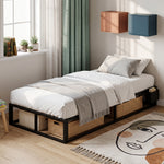 HOMCOM 12 Slats Metal Platform Bed Frame With Storage Bag, Black