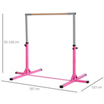 Adjustable Kids Gymnastics Bar Horizontal Training Steel Frame Wood | Pink