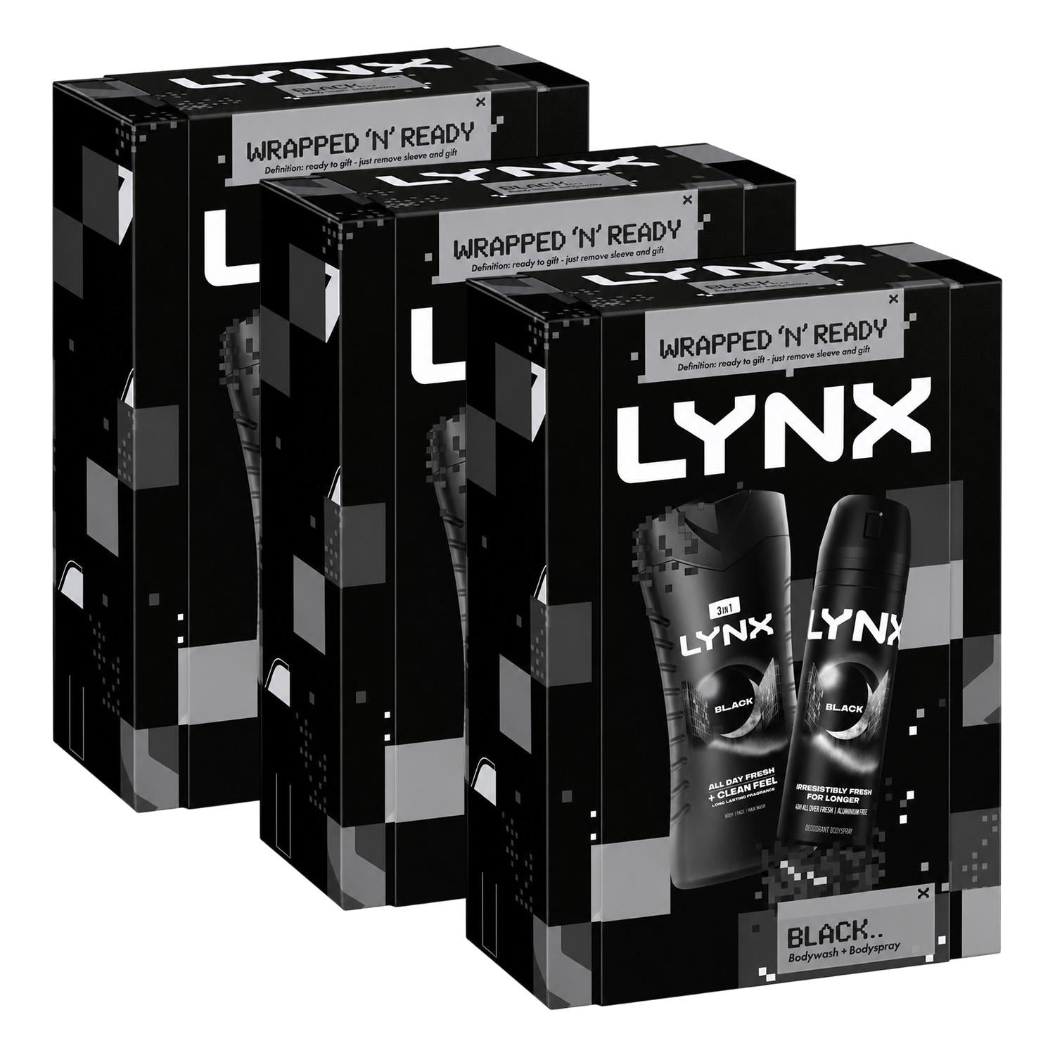 Black Duo Gift Set: Body Wash & Body Spray, 2 Piece Each | Set of 3