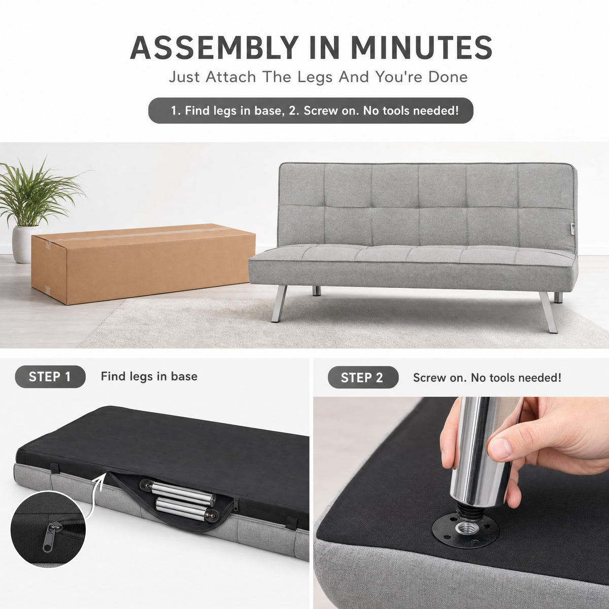 Britney Linen Sofa Bed 3 Seater | Grey