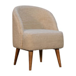 Solid Mango Wood Cream Boucle Tub Chair
