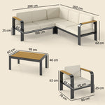 Outsunny Garden Furniture Set With L-shaped Sofa, Armchair And Table