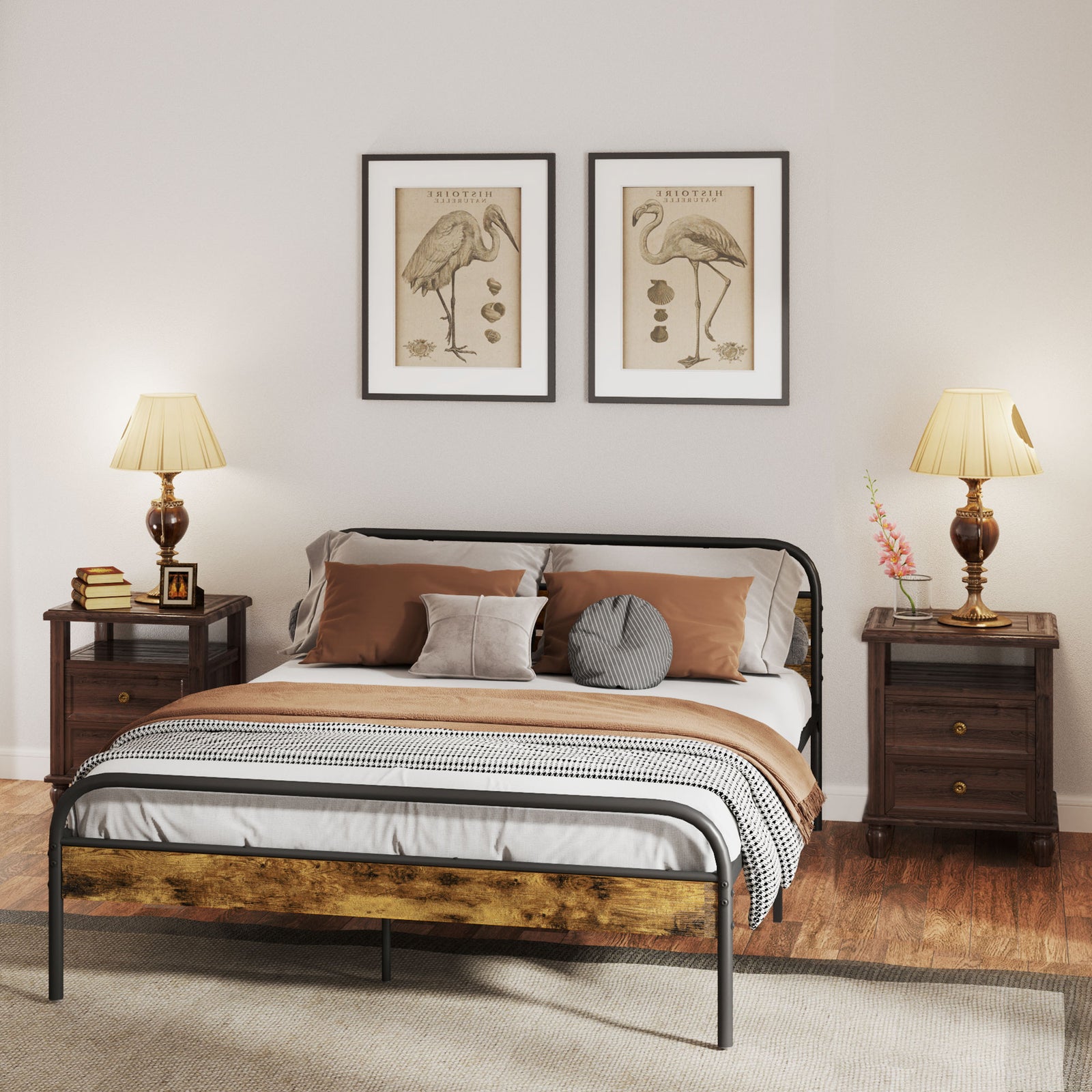 Single/double/king Bed Frame Headboard No Box Spring Needed | King | Brown