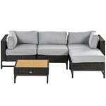 5 Pcs Rattan Corner Sofa W/ Plastic Top Table