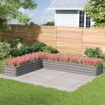 L-shaped Galvanized Steel Raised Garden Bed Raised Planter Box | Grey