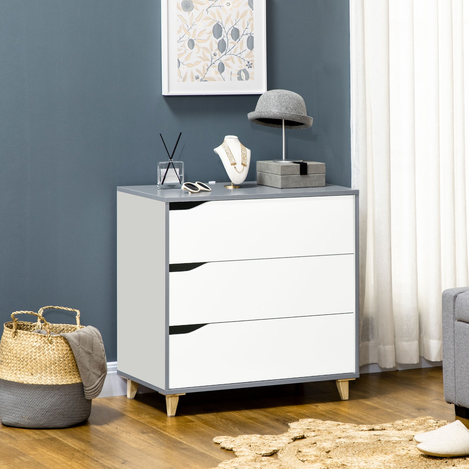 Chest Of Drawers 3 Drawer Unit Storage Organiser Bedroom | One Size | White